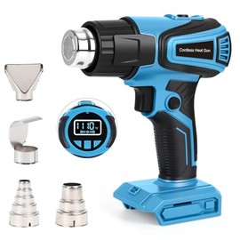 Cordless Heat Gun Compatible with Makita 18v Battery, Fast Heating Variable Temp (122°F~1112°F) Hot Air Gun LCD Display and 4 Nozzle for for Crafting, Shrink Tubing, Vinyl Wrap, Resin, DIY(No Battery)