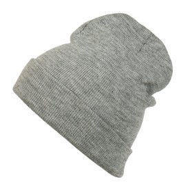 Cap911 Unisex Plain 12 inch Long Beanie - Many Colors Heather Grey
