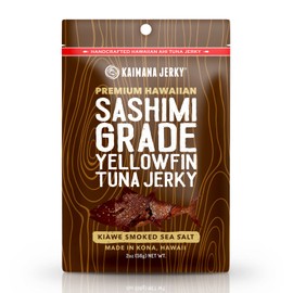 Kaimana Ahi Tuna Jerky Kiawe Smoked Sea Salt 2 Ounce - Soft and Tasty - Premium Fish Jerky Made in the USA. High in Omega 3's, All Natural and Wild Caught