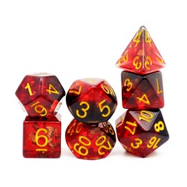 Haxtec DND Dice Set 7PCS Polyhedral D&D Dice for Roleplaying Dice Games as Dungeons and Dragons (Black Red Gold Foil)