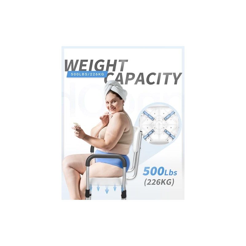 Sangohe Shower Chair, Heavy Duty Shower Seat with Back, Arms,