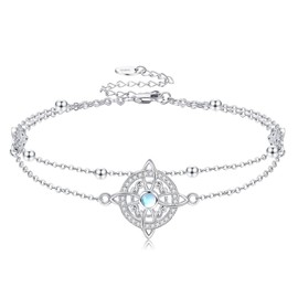 ONEFINITY Witches Knot Bracelet S925 Sterling Silver Witches Knot Celtic Moonstone Bracelet Nudo De Bruja Plata 925 Original Witchy Irish Jewelry for Women, Medium, Sterling Silver, no gemstone