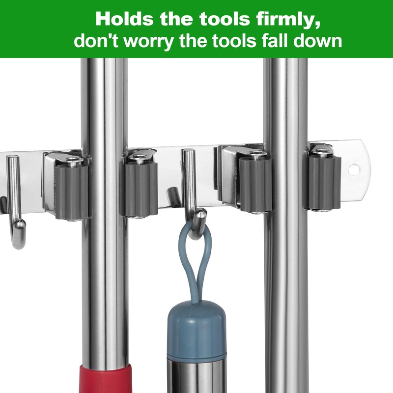 voze 5 Racks and 4 Hooks Mop and Broom Holder