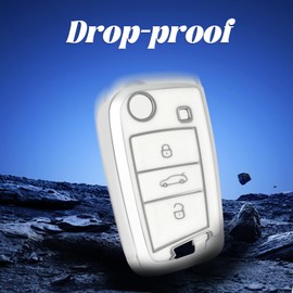 OFF WE GO OFF WE GO Autoschlssel Hlle Schlssel Hlle Schlsselhlle Cover fr VW Golf 7 Polo Skoda Octavia Tiguan MK7 Jetta Seat Leon Fabia Ibiza Fabia Superb Schlsselcover Schutz Geh?use, Wei? Silber