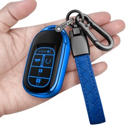 Sindeda for Honda Key Fob Cover with Keychain Soft Full Protection Key Shell Case Compatible with 2022-2026 Civic Accord HR-V Pilot CR-V Passport (Blue, 5 Buttons)