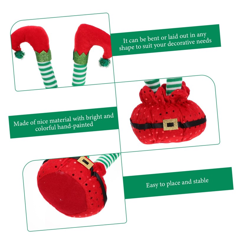 CHILDWEET Neutral Home Decor Inverted Elf Leg Christmas Ornament Cotton