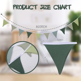 Pennant Banner Flags,Infant and toddler room decoration pennant,for Nursery Decor Baby Birthday Boho Wedding Shower Party Event (Green Theme Banner)