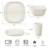 afcevnlb 24 Piece Wheat Straw Square Dinnerware Sets for 4,