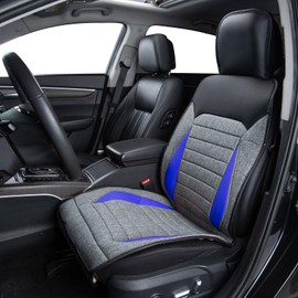 Flying Banner sideless car seat Covers 1pc Comfortable Easy Installation Universal Size Thickness Foam polyproplene PU Leather Antislip Back (Blue Gray, 1PC)
