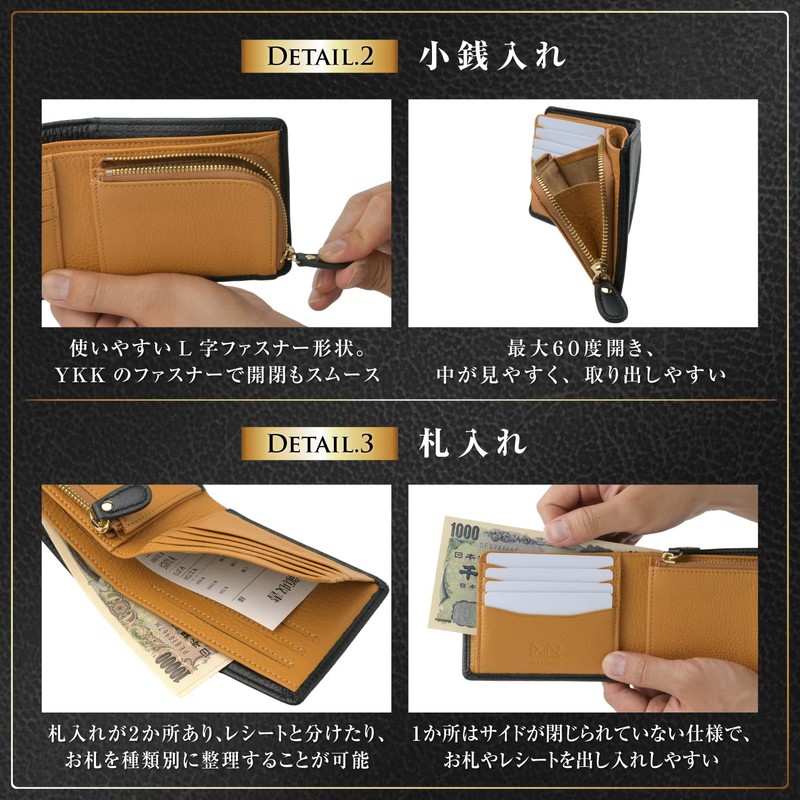 Mr.LEATHER Men's Bifold Wallet with Wide Opening Coin Purse, Genuine