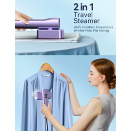 Steamer for Clothes, Sundu Portable 2-in-1 Steamer & Iron, 15s Fast Heat-up, 100ml Water Tank, Ironing Gloves, 20 Min Continuous Steam, Wrinkle Remover for Garment, Travel & Home Use (Gray)