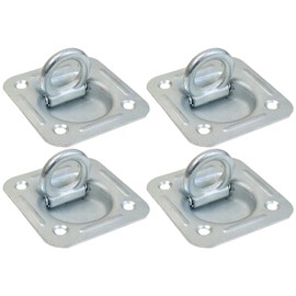 BoxerTool 4 Pack Recessed D-Ring Tie Down Anchors - 5,000 lb. Capacity - Heavy Duty Kit for Trailer, Trucks, Vans, Cargo Control - Silver