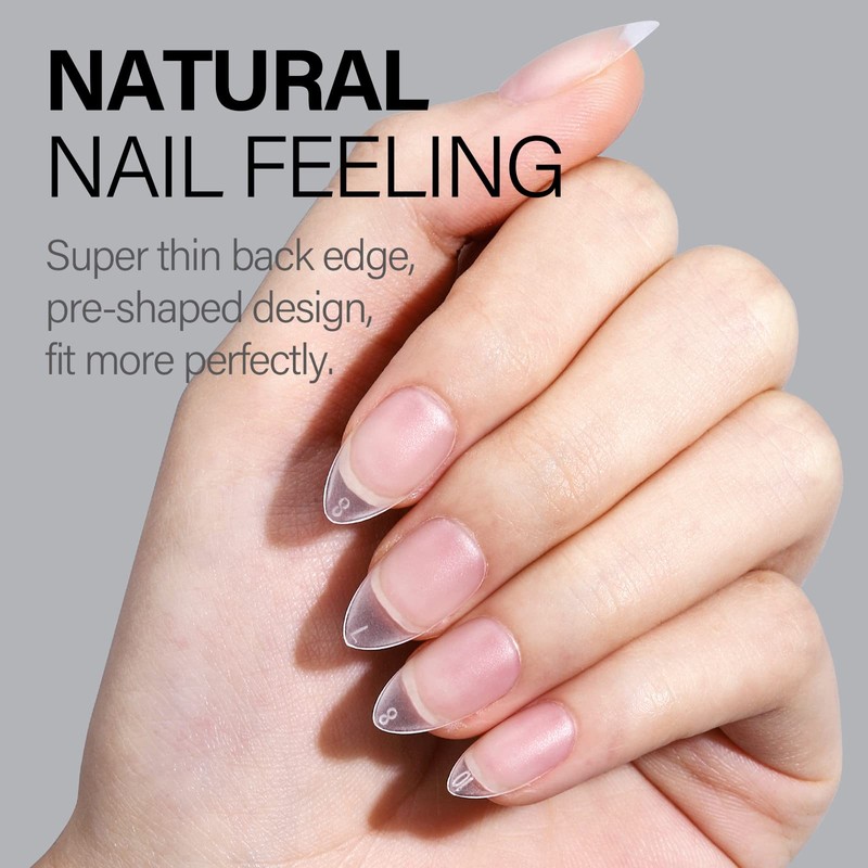 AILLSA Short Almond Nail Tips - 240 PCS Upgraded Matte