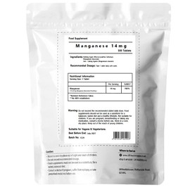 UKHealthHouse Manganese 14mg x 500 Tablets - High Strength Joints & Bones Health Support Supplements Manganese Gluconate Cartilage Health Mineral Supplement