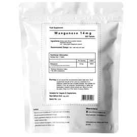UKHealthHouse Manganese 14mg x 500 Tablets - High Strength Joints & Bones Health Support Supplements Manganese Gluconate Cartilage Health Mineral Supplement