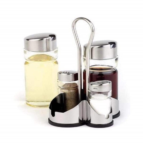 APS Economic stainless steel container, transparent glass container with stainless steel lid and screw cap.