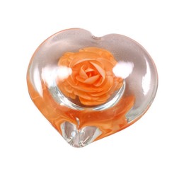 Tripact Inc M Design Art Handcraft Orange Rose Handmade Art Glass Paperweight PW-012