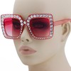 FLAWLESS Oversized Square Frame Bling Rhinestone Crystal Design Sunglasses For