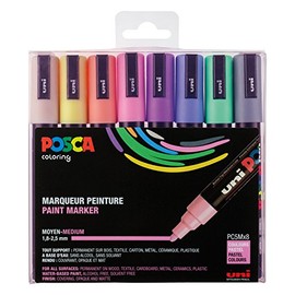 uni-ball POSCA (182518) Medium Bullet Tip Marker Pens Set of 8 Pastel