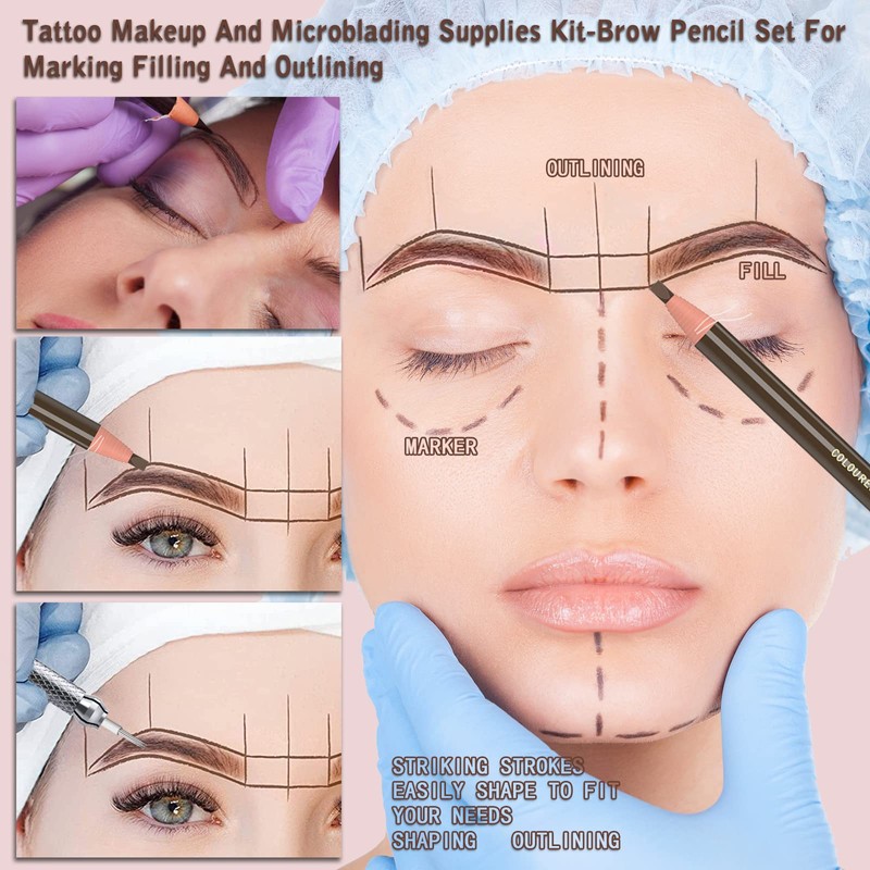 Waterproof Eyebrows Pencil Tattoo Makeup and Microblading Supplies Kit Permanent