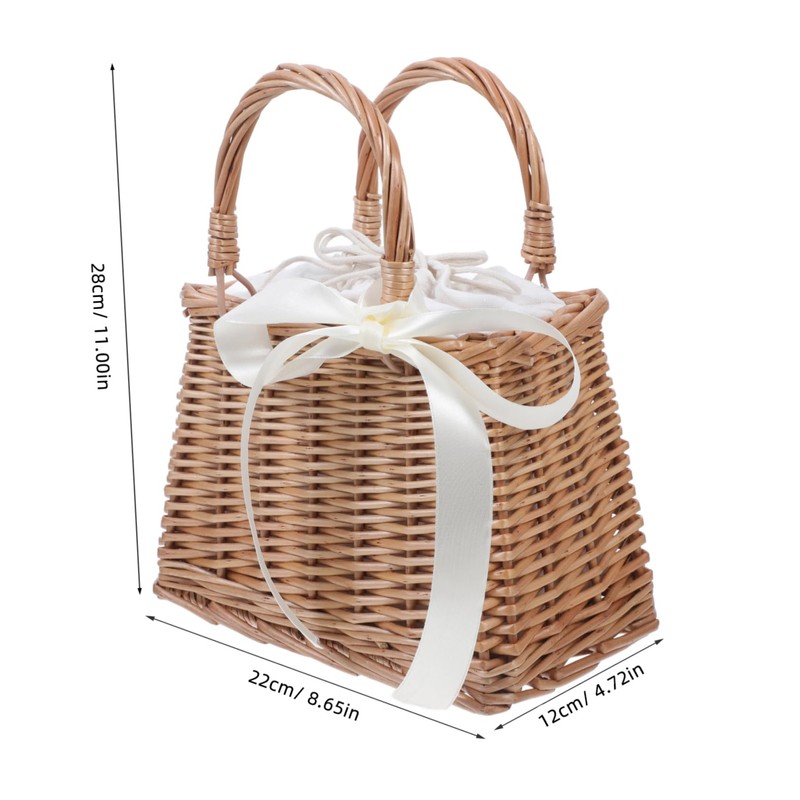 iplusmile 1Pc Woven Flower Basket Rattan Decorative Storage Container with