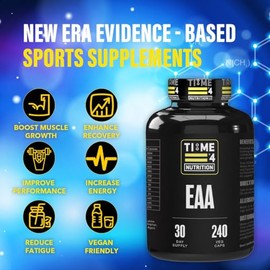 Essential Amino Acids 240 Vegan Capsules Contains All 9 EAAs, All 3 BCAAs + Glycine, Glutamine & Taurine for Muscle Growth & Recovery 30 Day Supply Fermented Amino Acids, High Leucine Content