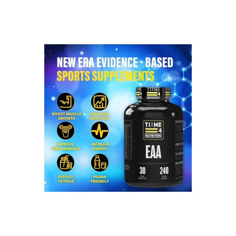 Essential Amino Acids 240 Vegan Capsules Contains All 9 EAAs,