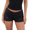 BABWWNIX Women's Y2K Sequin Mini Shorts Sparkle Elastic Waist A