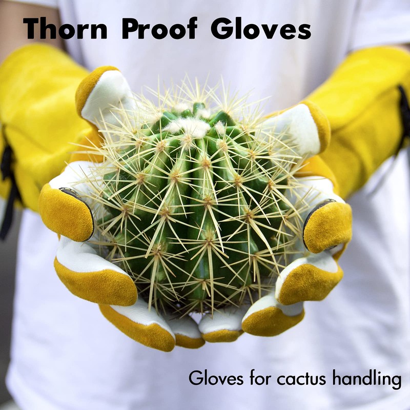 FEISHDEK Rose Pruning Gloves, Deerskin Suede Garden Gloves Women Thorn