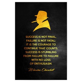 artboxONE Poster 30 x 20 cm Typography Winston Churchill Success Quote Picture Winston Churchill Failure Inspiration