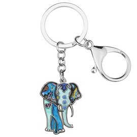 DUOWEI Llavero de aleación de esmalte de elefante, hipoalergénico, para mujeres y niñas, bolso de mano, regalo, Azul (Sky Blue), M