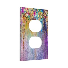 Watercolor Wildflower 1 Gang Outlet Cover Single Duplex Receptacle Wall Plate Decorative Electrical Faceplate Plant Colorful Flower Art Romantic for Girls Kids Bedroom Decor