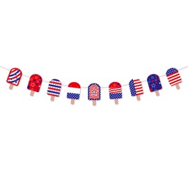 Soochat 4th of July Popsicle Banner Bunting Perfect Blue, Red & White Festive Decor Independence Day Holiday Fireplace Party Decorations Supplies