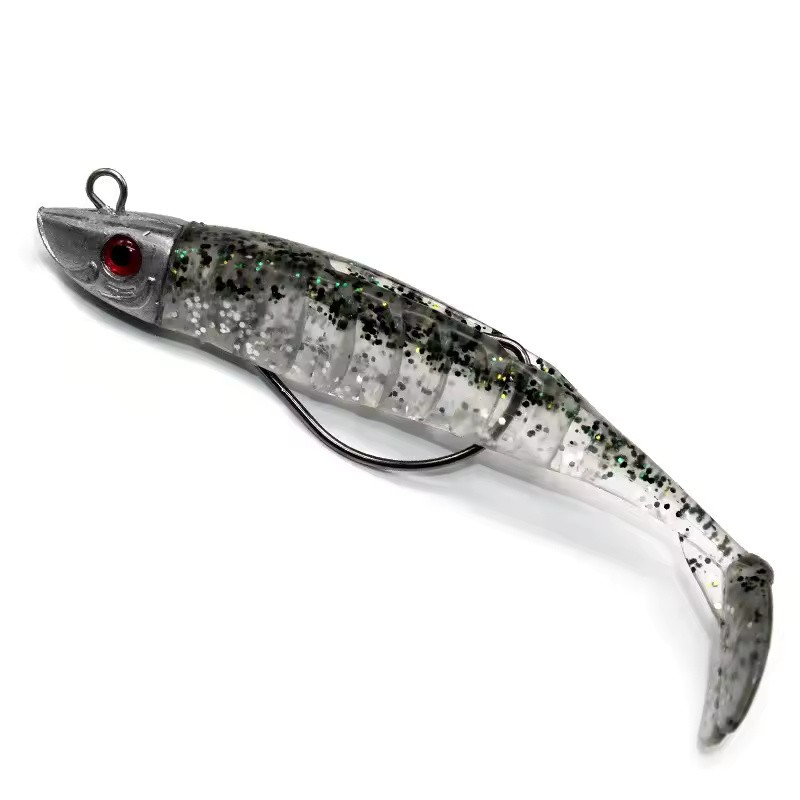 T-Tail Jig Head Soft Fishing Lure with Barbed Hook, Sinking