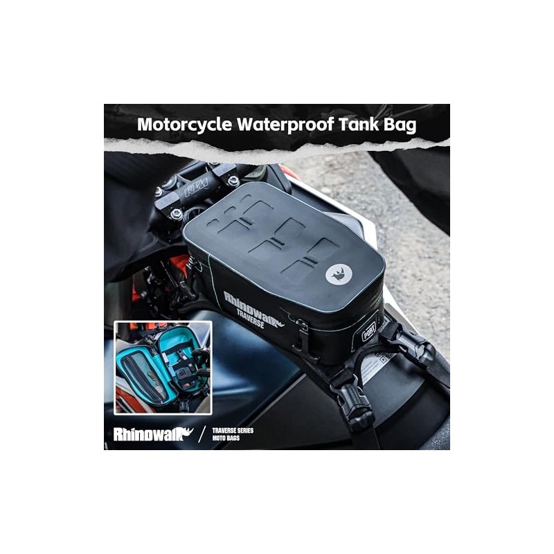 Motorcycle Tank Bag Waterproof 2L Motorcycle Front Pocket with Removable
