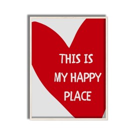 ZNC&ZNN Heart Wall Decor Red Aesthetic Posters For Bedroom Vintage This Is My Happy Place Sign Canvas Prints Trendy Preppy Picture Painting Dorm Bathroom Living room 12x16 in Unframed