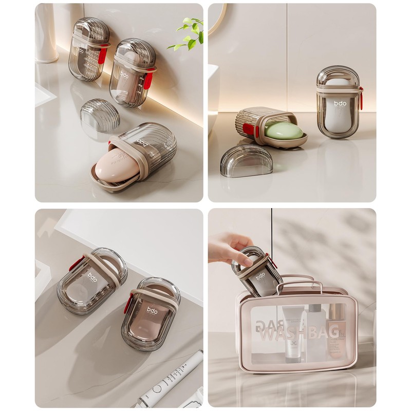Doter Travel Soap Case, Leakproof Soap Container with Lid, Portable