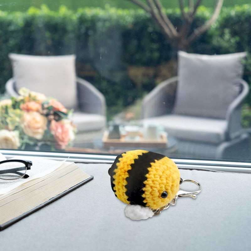 DAWRIS Key Ring Cute Crochet Bee Plush Bumble Bee Key