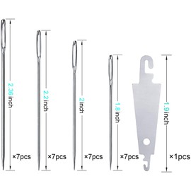AIEX 28pcs Big-Eye Hand Sewing Needles Large Eye Stitching Needles in a Clear Tube Upholstery Needles Set 4.6cm/1.81inch, 5.2cm/2.05inch, 5.6cm/2.20inch, 6 cm/2.36 inch with a Threader for DIY Embro