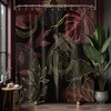 soeeao Black and Dark Red Shower Curtain Boho Mid Century