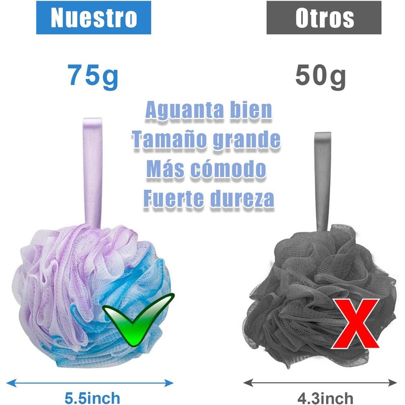Juego de 4 Esponjas de Baño Extra Grandes de 75g