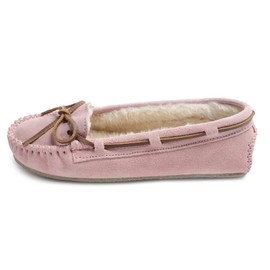 Minnetonka Women's Cally Moccasin Slippers, Pink Blush, 9 W US