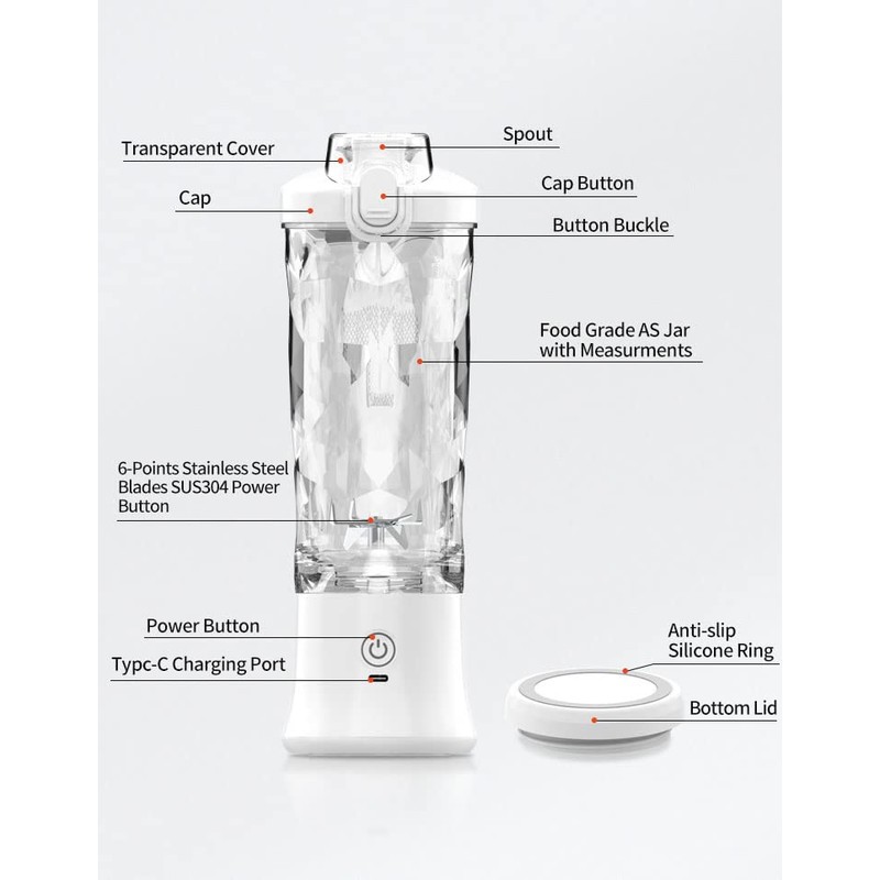 Portable Blender, 23oz Personal Blender for Shakes and Smoothies, Mini