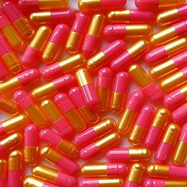 DR T&T 200 gelatin gelatine Capsules size 0 pink gold body top separated