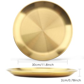 Stainless Steel Plates,6 Pack 304 Stainless Steel Dishes 304 Dinner Dishes,feeding Serving Camping Plates Serving Flat Plate for Kitchen, Outdoor Camping, & Restaurants,Dishwasher-Safe (11.8 Inches)