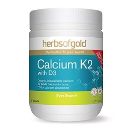 Herbs of Gold Calcium K2 with D3 90 Tablets, 90 count