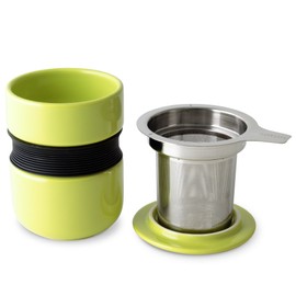 FORLIFE Curve Asian Style Tea Cup with Infuser and Lid 12 Ounces, Lime