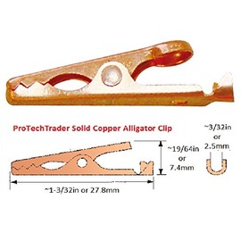 ProTechTrader Solid Copper Alligator Clips (4 Pack) Crocodile Jaw Soldering Heat Sink Universal Wire Connector & DIY Test Clip Wire Connector Rated for 5 Amps (5a) & Woks With Up to 12 ga (12awg) Wire
