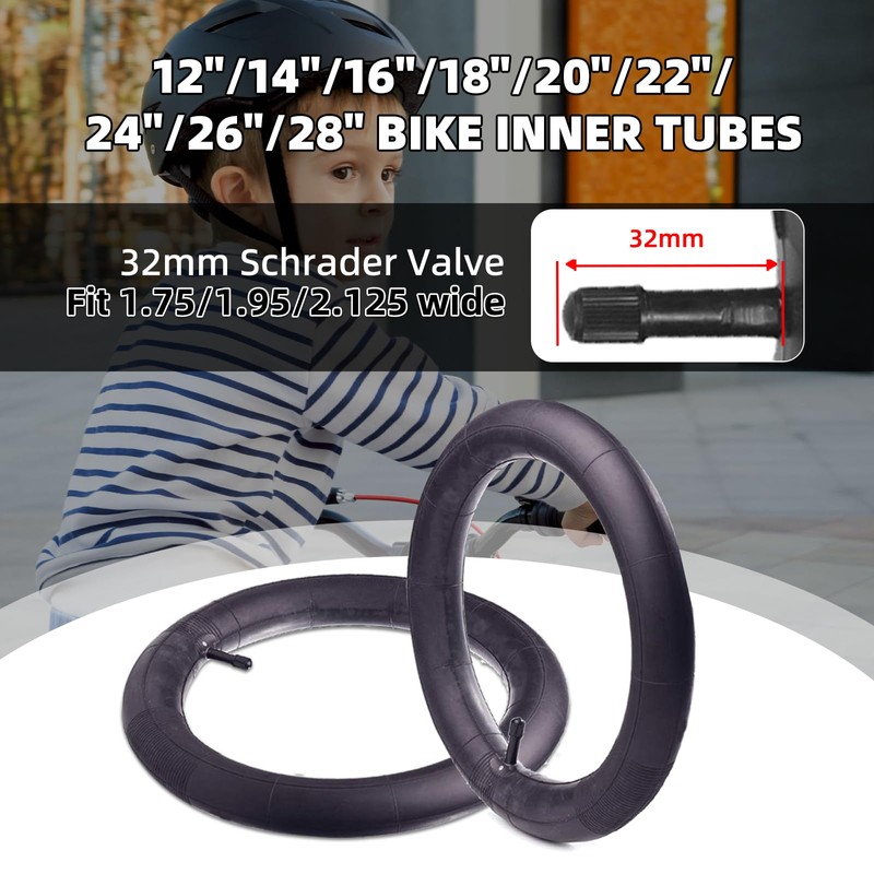CalPalmy 28’’ x 1.75/1.95/2.125 Road/Mountain Bike Replacement Inner Tubes Schrader