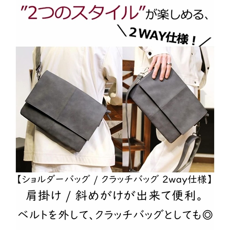 Zazaland Men's Shoulder Bag, Cross-body Leather, 2-Way Shoulder Bag, Clutch,